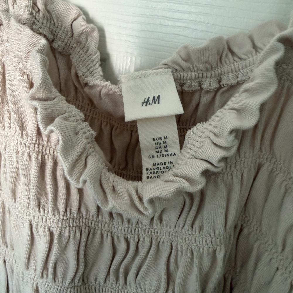 H&M Blush Smocked Ruffle Blouse